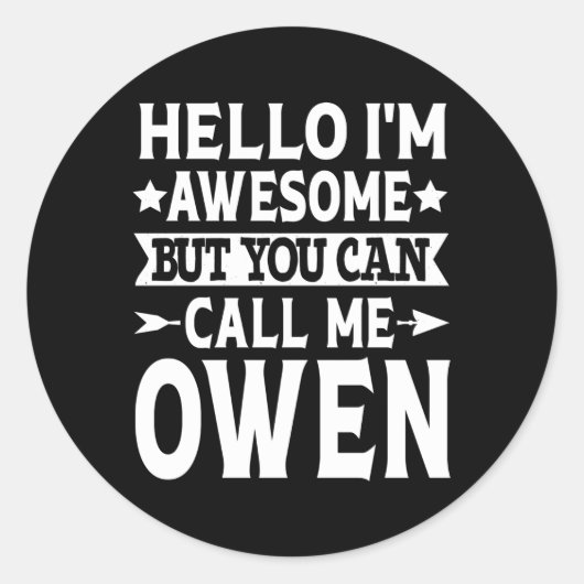 Hallo Geweldige Voornaam Owen Ronde Sticker (Voorkant)