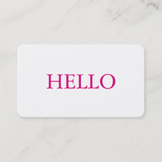 hallo Gewoon eenvoudige, roze, witte professional Visitekaartje (Voorkant)