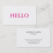 hallo Gewoon eenvoudige, roze, witte professional Visitekaartje (Voorkant / Achterkant)
