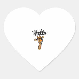 Hallo Giraffe Vintage Gravure Cute Animal T-shirt_ Hart Sticker
