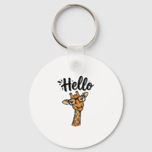 Hallo Giraffe Vintage Gravure Cute Animal T-shirt_ Sleutelhanger