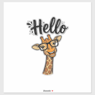 Hallo Giraffe Vintage Gravure Cute Animal T-shirt_ Sticker