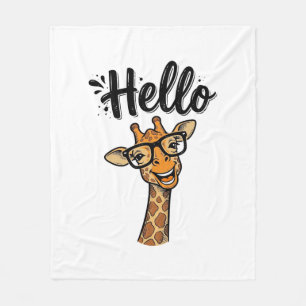 Hallo Giraffe Vintage Gravure Cute Dieren T-shirt_ Fleece Deken
