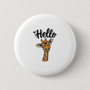 Hallo Giraffe Vintage Gravure Cute Dieren T-shirt_ Ronde Button 5,7 Cm