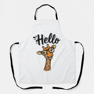 Hallo Giraffe Vintage Gravure Cute Dieren T-shirt_ Schort