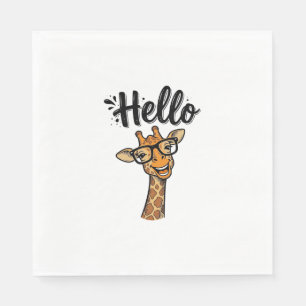 Hallo Giraffe Vintage Gravure Cute Dieren T-shirt_ Servet