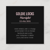 hallo | Girly Floral Pink Glitter Vierkante Visitekaartje (Achterkant)