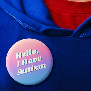 Hallo Girly Minimal Pink Blue Typografie Ronde Button 3,2 Cm