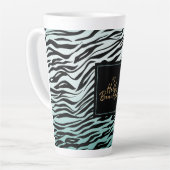Hallo Girly Mint Zwart Zebra Print Ombre Latte Mok (Linkerhoek)