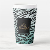 Hallo Girly Mint Zwart Zebra Print Ombre Latte Mok (Voorkant)