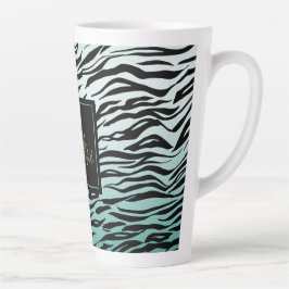 Hallo Girly Mint Zwart Zebra Print Ombre Latte Mok