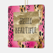 Hallo Girly Pink Glam Gold Leopard Keramisch Ornament (Links)