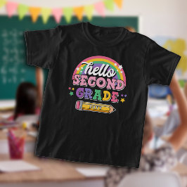 Hallo Girly Rainbow 2e klas met jaar T-shirt