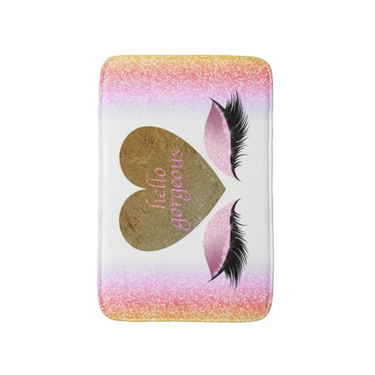 hallo Glam Makeup Eyelashes Gold Heart Badmat (Voorkant Verticaal)