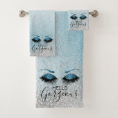 hallo - Glamoureuze Eyelashes - Blauw Bad Handdoek (Insitu)