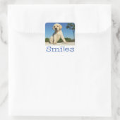 Hallo Glimlacht Gele Labrador Retriever Puppy Dog Vierkante Sticker (Tas)