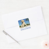 Hallo Glimlacht Gele Labrador Retriever Puppy Dog Vierkante Sticker (Envelop)