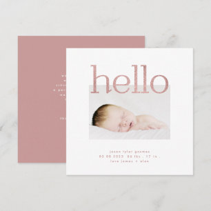 hallo Glitter Pink-Folie moderne, eenvoudige minim Aankondiging