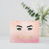 Hallo Glitter Roze Groene Ogen Wimpers Briefkaart (Staand voorkant)