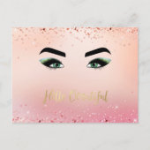 Hallo Glitter Roze Groene Ogen Wimpers Briefkaart (Voorkant)