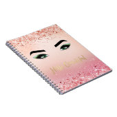 Hallo Glitter Roze Groene Ogen Wimpers Notitieboek (Rechterzijde)