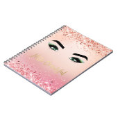 Hallo Glitter Roze Groene Ogen Wimpers Notitieboek (Linkerzijde)