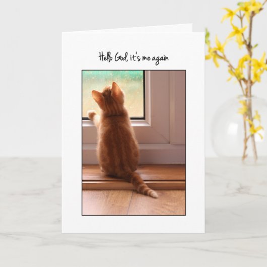 hallo God, ik ben weer een poesje met een binnenve Kaart (Gele Bloem)