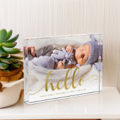 Hallo Gold Effect Script Lettering "?" Baby Fotoblokken