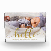 Hallo Gold Effect Script Lettering "?" Baby Fotoblokken (Voorkant)