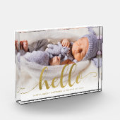 Hallo Gold Effect Script Lettering "?" Baby Fotoblokken (Links)