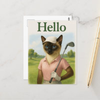 Hallo Golfer vrouw met tekst op groen