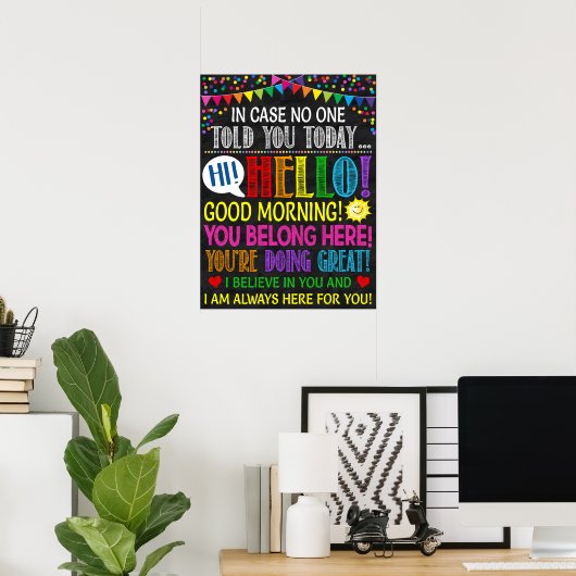 hallo Good Morning Motivatie Classroom Poster (Thuiskantoor)
