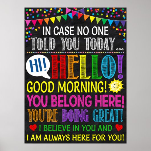 hallo Good Morning Motivatie Classroom Poster (Voorkant)