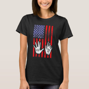 hallo Goodbye Hands Academy Patriotic op 4 juli T-shirt