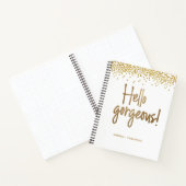 Hallo Gorgeous Gold confetti Girly gepersonaliseer Notitieboek (Binnen)