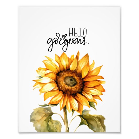 hallo "Gorgeous" Zonnebloempprint Foto Afdruk (Voorkant)