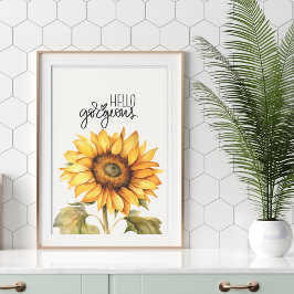 hallo "Gorgeous" Zonnebloempprint Foto Afdruk