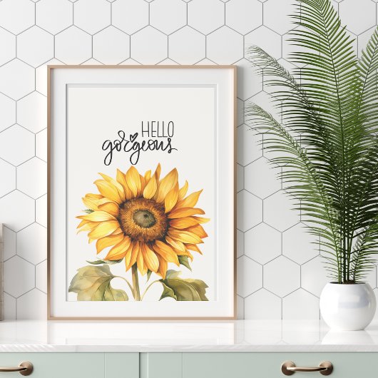 hallo "Gorgeous" Zonnebloempprint Foto Afdruk