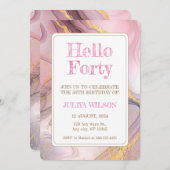 Hallo Goud glitter roze verjaardagsfeestje Kaart (Voorkant / Achterkant)