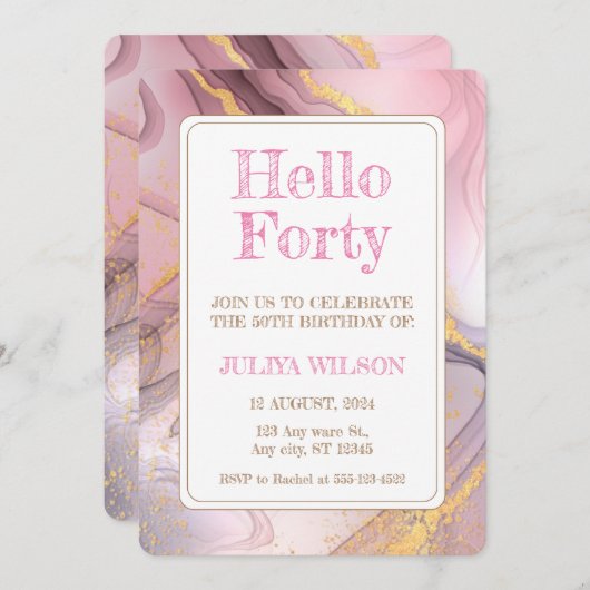 Hallo Goud glitter roze verjaardagsfeestje Kaart (Voorkant / Achterkant)