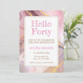 Hallo Goud glitter roze verjaardagsfeestje Kaart (Staand voorkant)