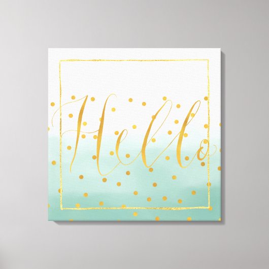 Hallo Goud Mint Confetti Ombre Canvas Afdruk (Voorkant)