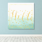 Hallo Goud Mint Confetti Ombre Canvas Afdruk (Insitu (Houten vloer))