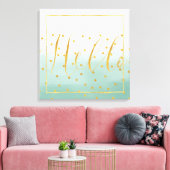 Hallo Goud Mint Confetti Ombre Canvas Afdruk (Insitu (Woonkamer))