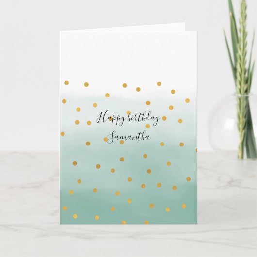 Hallo Goud Mint Confetti Ombre Kaart (Voorkant)