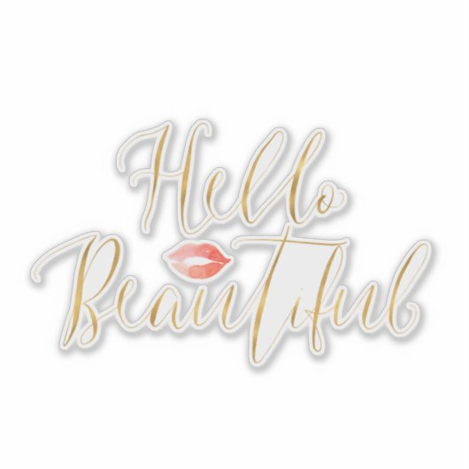 Hallo Goud Mooie lippen Sticker (Voorkant)