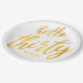 Hallo Goud Wit "Thirty" Verjaardag w/ Naam Papieren Bordje (Gekanteld)