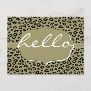 Hallo Goud Zwart Leopard Print Briefkaart