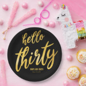 Hallo Goud Zwart "Thirty" Verjaardag w/ Naam Papieren Bordje (Feest)
