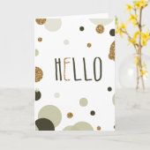 Hallo Gouden Faux Glitter Stippen Kaart (Gele Bloem)